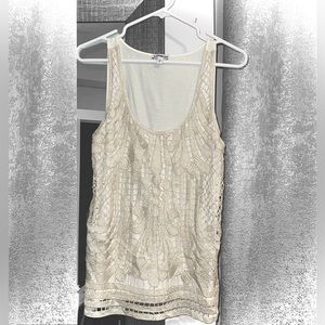 Express Sparkle Lace Silver Sleeveless Top size Medium